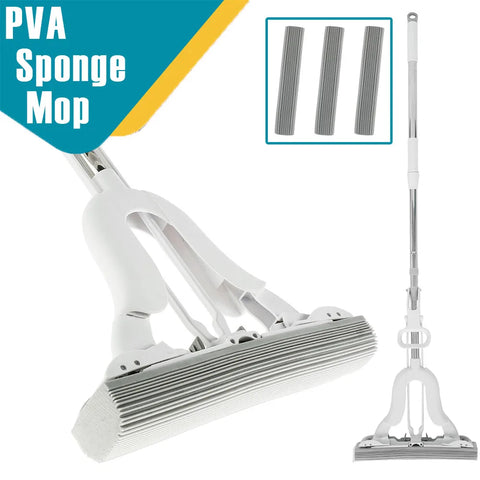 PVA Sponge Mop Self Wringing Sponge Roller Mop with Adjustable Handle Super Absorbent Sponge Floor Mop Household Cleaning Tools