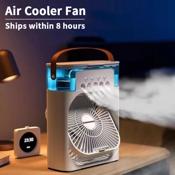 10-Inch Desktop Water Mist Fan – Portable Humidifier Air Cooler with 5-Hole Spray, 3 Speed Modes, and LED Night Light (Not Rechargeable)