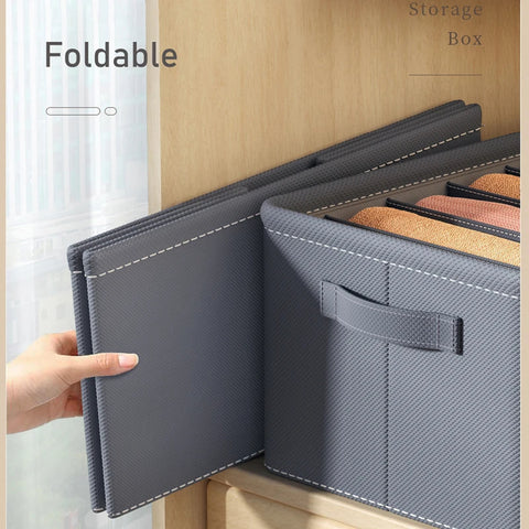 Pack of 2 Storage Bag 6 pockets 6 Grids Washable Wardrobe Clothes Organizer, Jeans Compartment Storage Box,