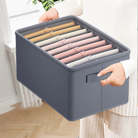 Pack of 2 Storage Bag 6 pockets 6 Grids Washable Wardrobe Clothes Organizer, Jeans Compartment Storage Box,