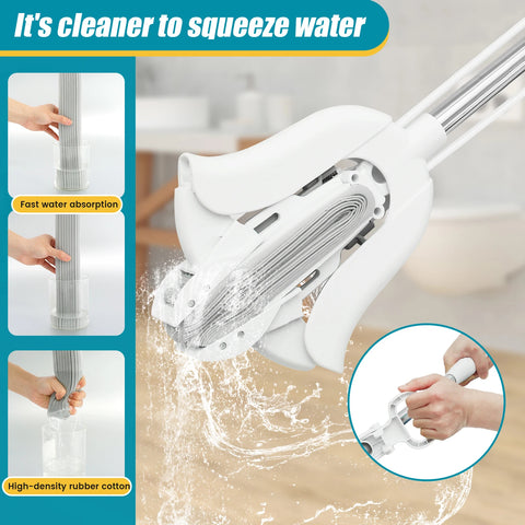 PVA Sponge Mop Self Wringing Sponge Roller Mop with Adjustable Handle Super Absorbent Sponge Floor Mop Household Cleaning Tools