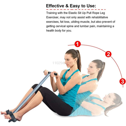 Elastic Sit Up Pull Rope Pedal Resistance Band Powerful Spring Drawstring Tummy Trimmer Equipment for Home Gym Bodybuilding