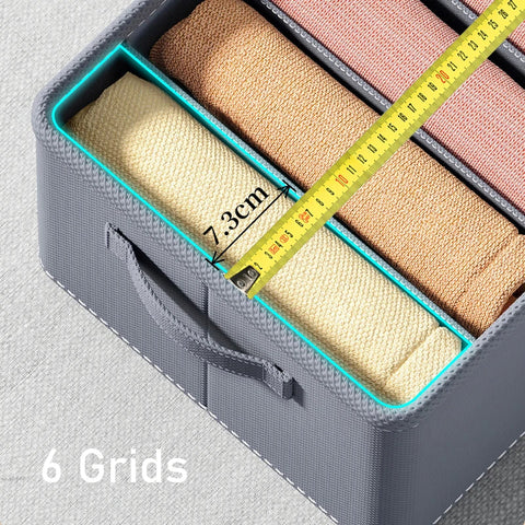 Pack of 2 Storage Bag 6 pockets 6 Grids Washable Wardrobe Clothes Organizer, Jeans Compartment Storage Box,